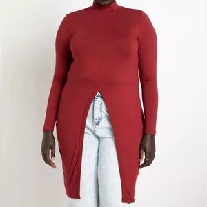 Eloquii Red Long Sleeve Tunic Top
